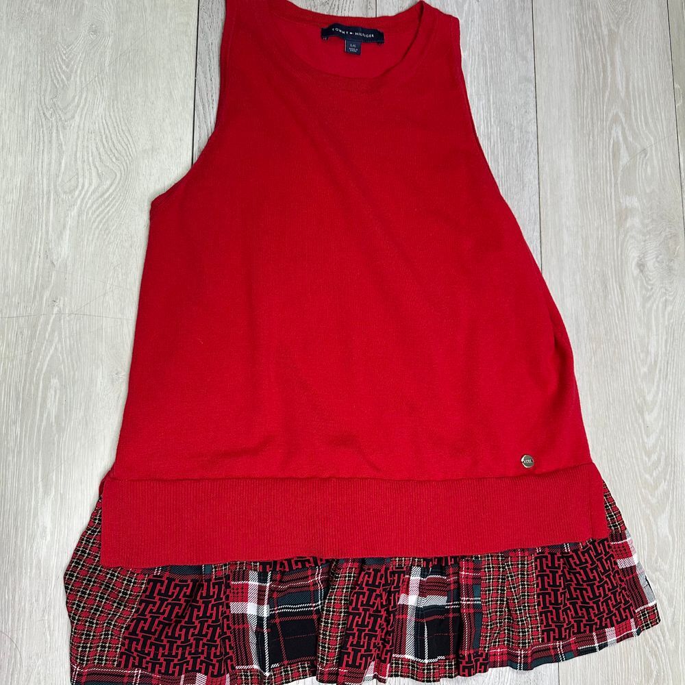 Tommy Hilfiger red Christmas peplum tank holiday‎ knit cotton blend size large